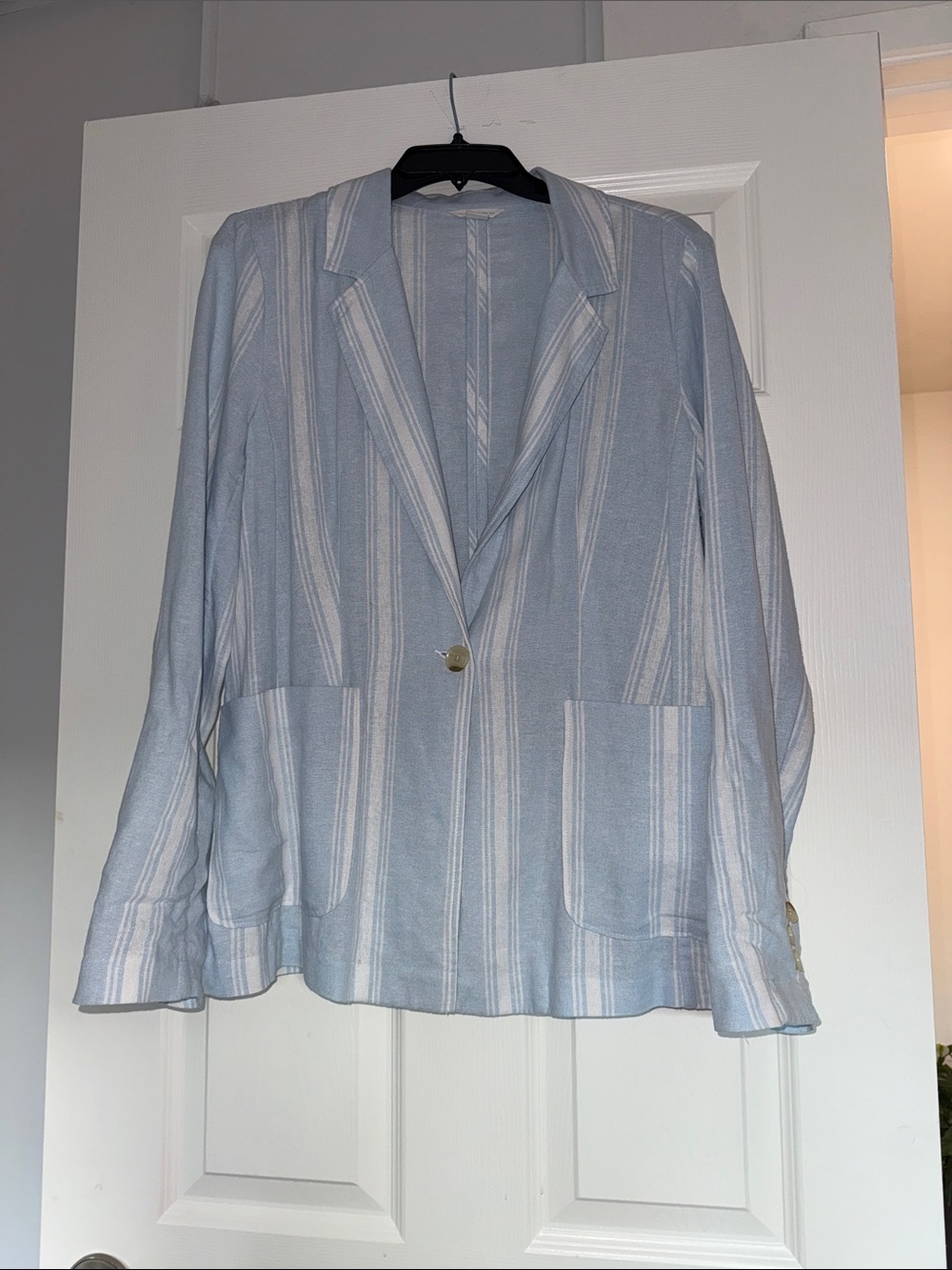 Nordstrom Light Blue and White Striped Blazer